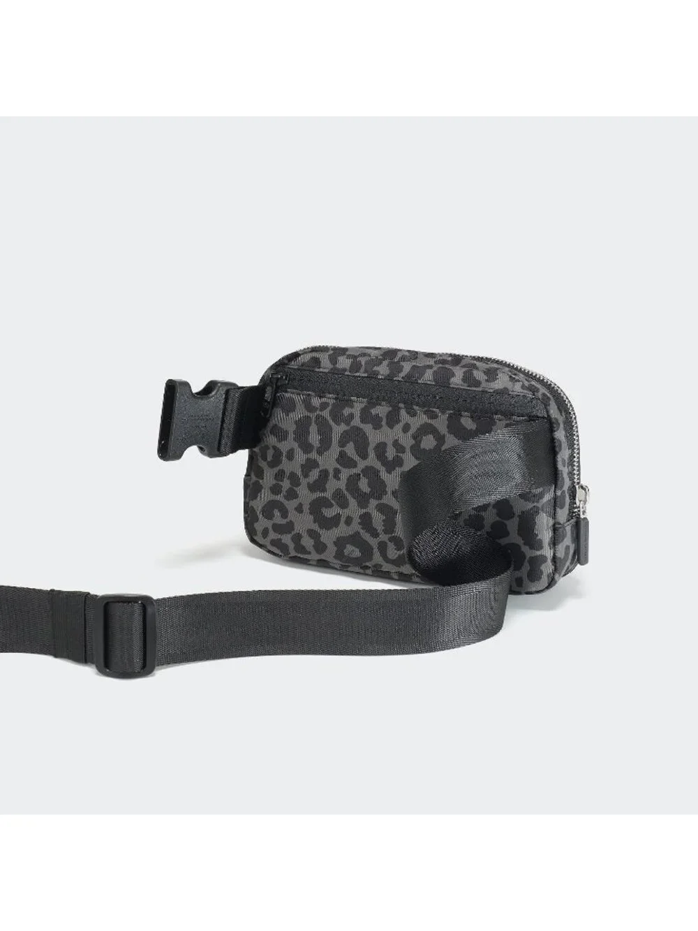Men's Grey Leopard Crossbody Belt Bag Wide Zipper Adjustable Strap 3-Pockets